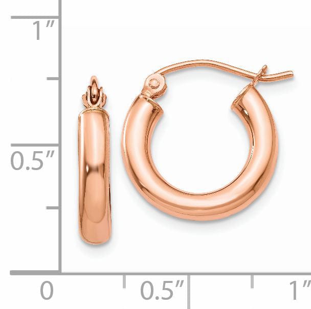 Lovely Rita's Earrings 14K Rose Gold Stunning Polished 16mm Lightweight Tube Hoop Earrings