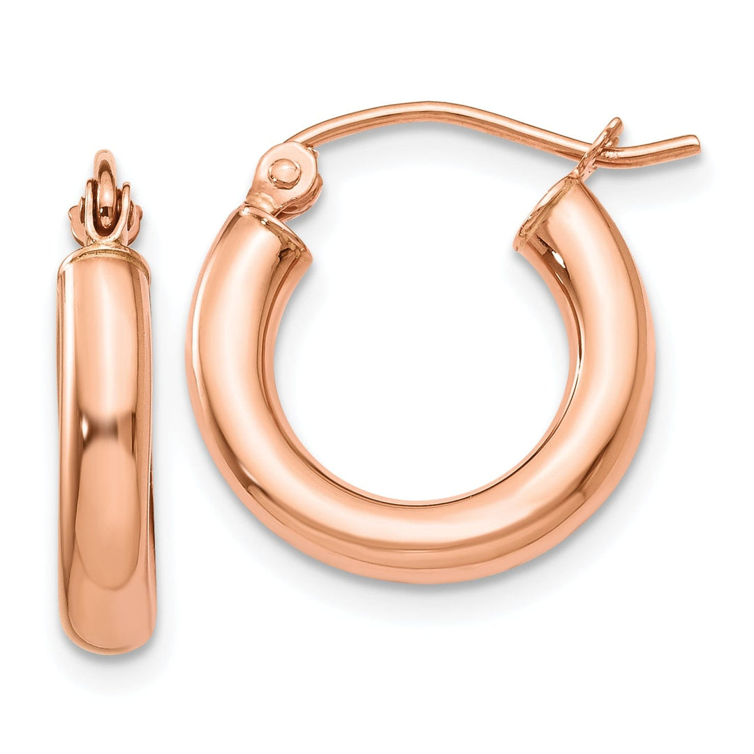 Lovely Rita's Earrings 14K Rose Gold Stunning Polished 16mm Lightweight Tube Hoop Earrings