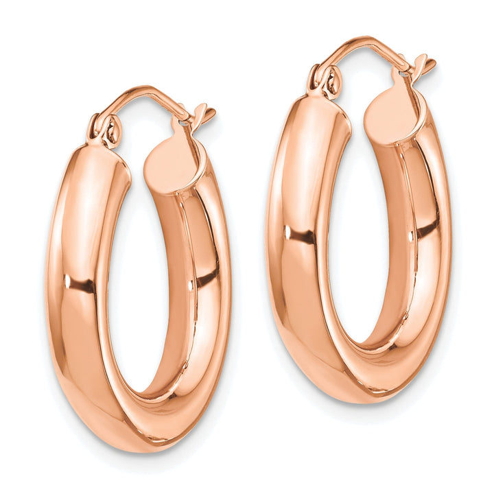 Lovely Rita's Earrings 14K Rose Gold Stylish Polished 4mm Tube Hoop Earrings