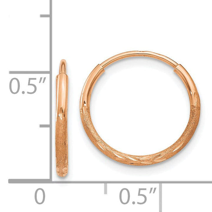 Lovely Rita's Earrings 14K Rose Gold Timeless D.C 1.2x14mm Endless Hoop Earrings