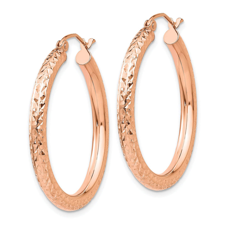 Lovely Rita's Earrings 14K Rose Gold Timeless Diamond-Cut 2mm Round Tube Hoop Earrings