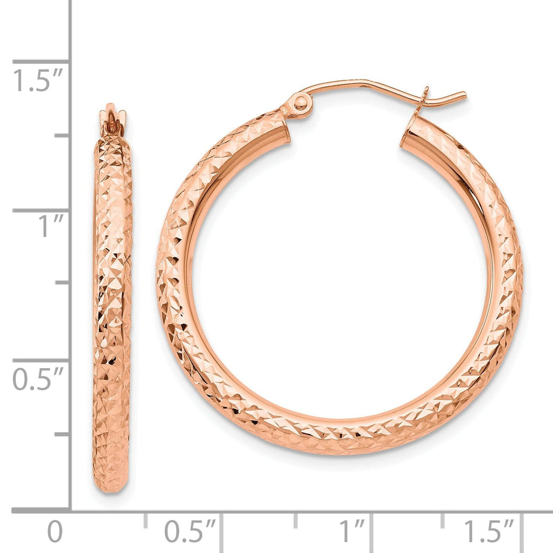 Lovely Rita's Earrings 14K Rose Gold Timeless Diamond-Cut 2mm Round Tube Hoop Earrings