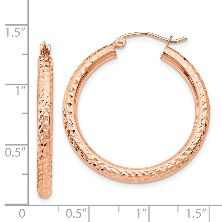 Lovely Rita's Earrings 14K Rose Gold Timeless Diamond-Cut 2mm Round Tube Hoop Earrings