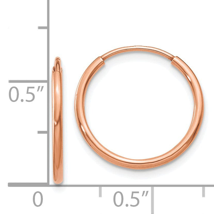 Lovely Rita's Earrings 14K Rose Gold Timeless Polished 1.2x16mm Endless Hoop Earrings