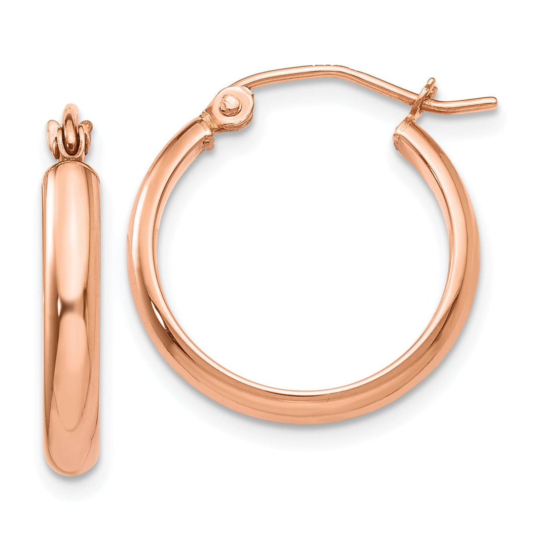 Lovely Rita's Earrings 14K Rose Gold Timeless Polished 2.75mm Tube Hoop Earrings