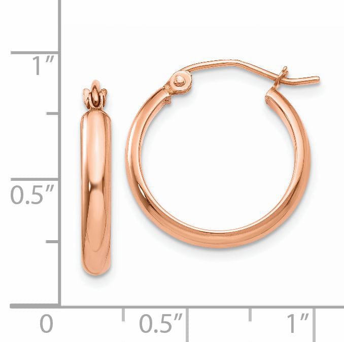 Lovely Rita's Earrings 14K Rose Gold Timeless Polished 2.75mm Tube Hoop Earrings