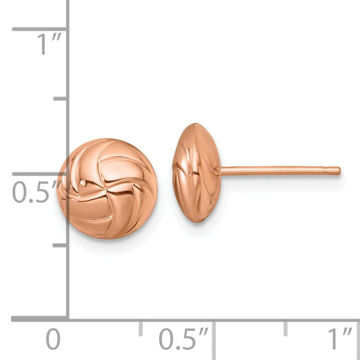 Lovely Rita's Earrings 14K Rose Gold Timeless Polished 8.9mm Hollow Button Post Earrings