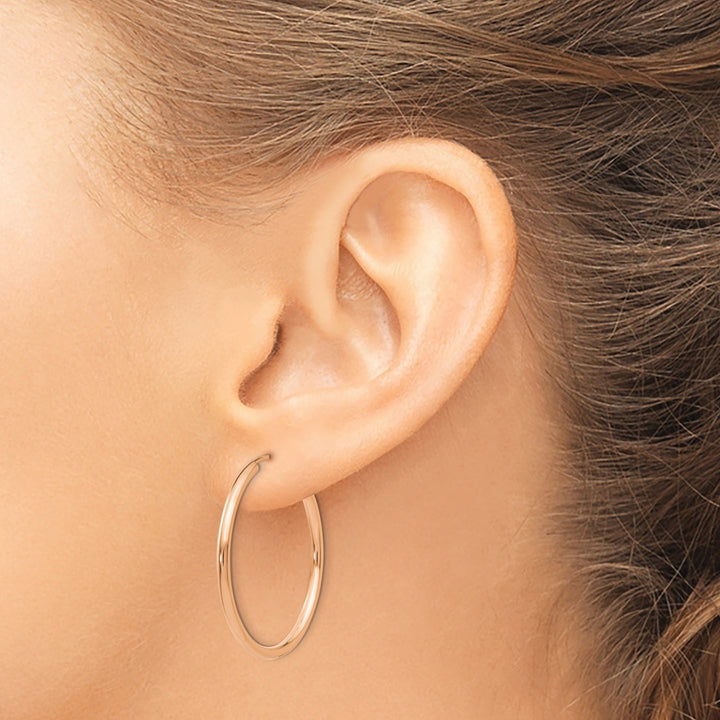 Lovely Rita's Earrings 14K Rose Gold Timeless Polished Round 2x30mm Endless Hoop Earrings