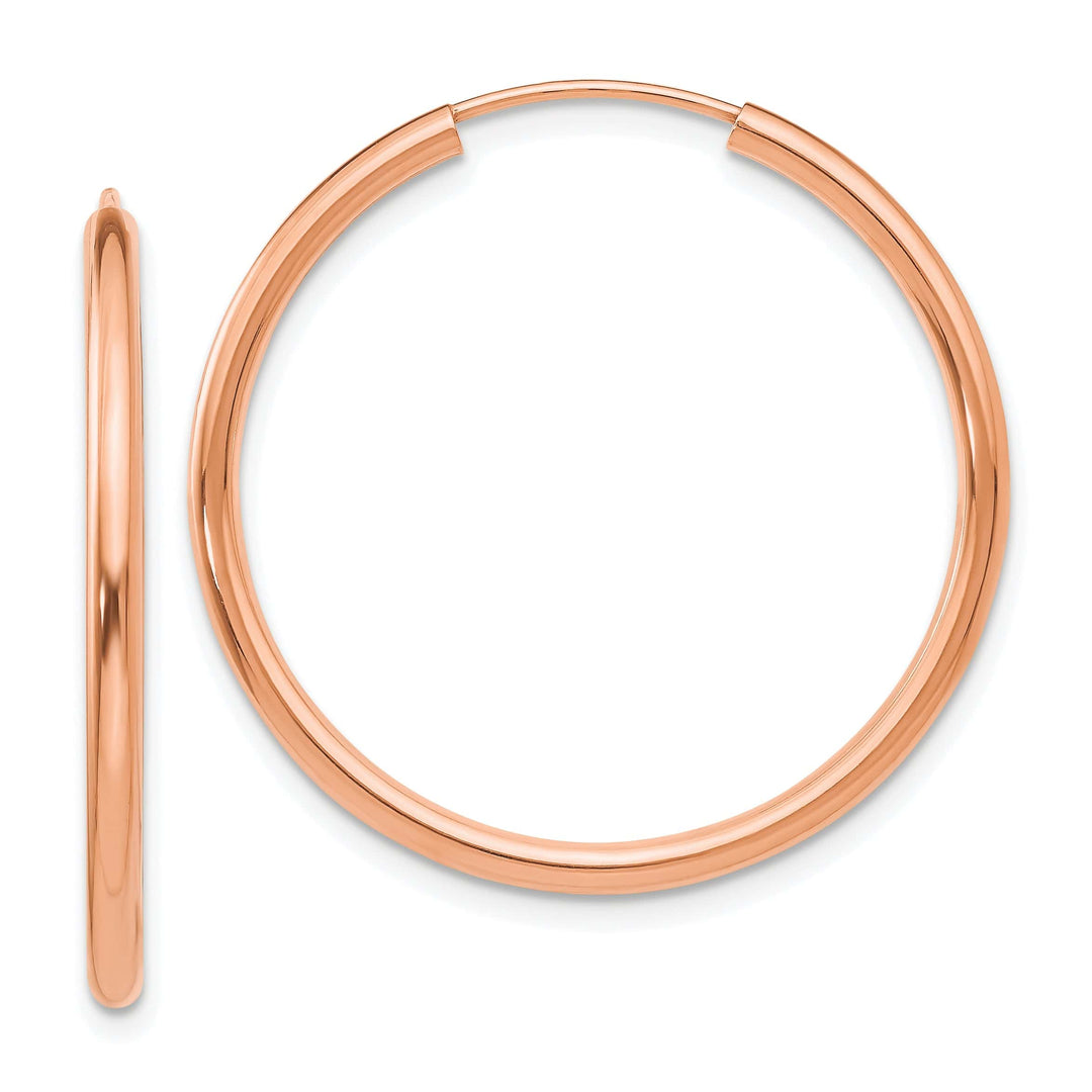 Lovely Rita's Earrings 14K Rose Gold Timeless Polished Round 2x30mm Endless Hoop Earrings