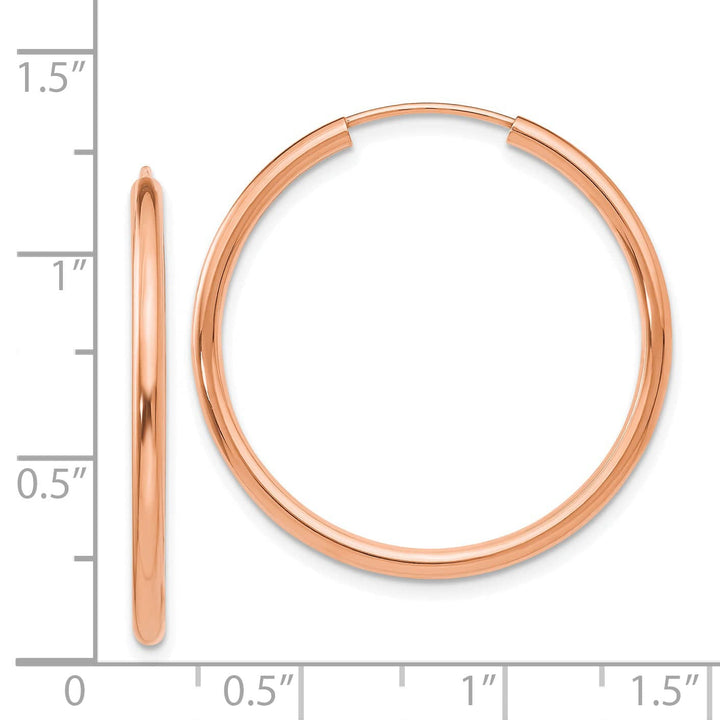Lovely Rita's Earrings 14K Rose Gold Timeless Polished Round 2x30mm Endless Hoop Earrings