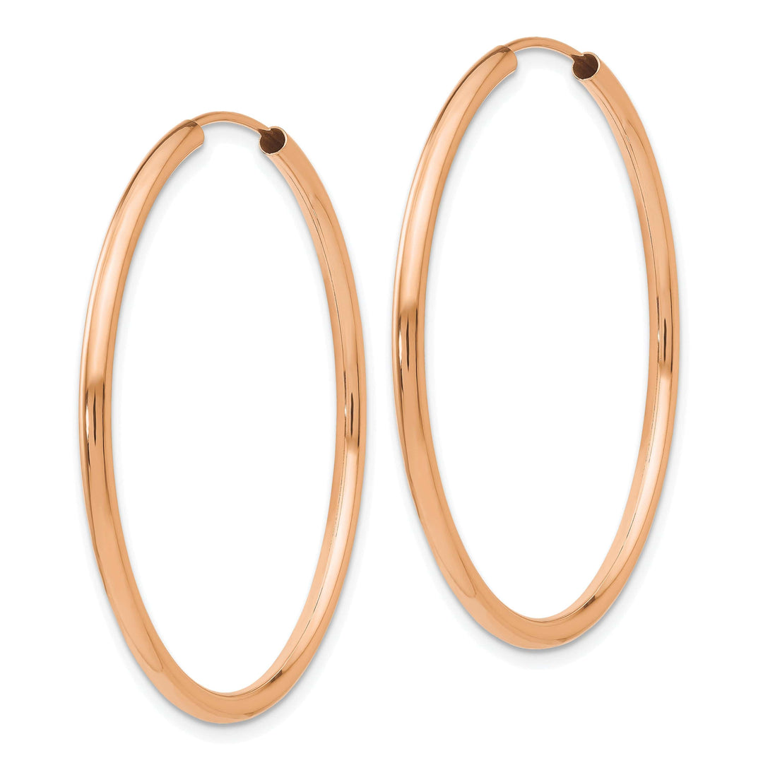 Lovely Rita's Earrings 14K Rose Gold Timeless Polished Round 2x40mm Endless Hoop Earrings