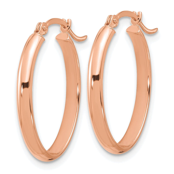 Lovely Rita's Earrings 14K Rose Gold Trendy Polished 17 mm Oval Tube Hoop Earrings