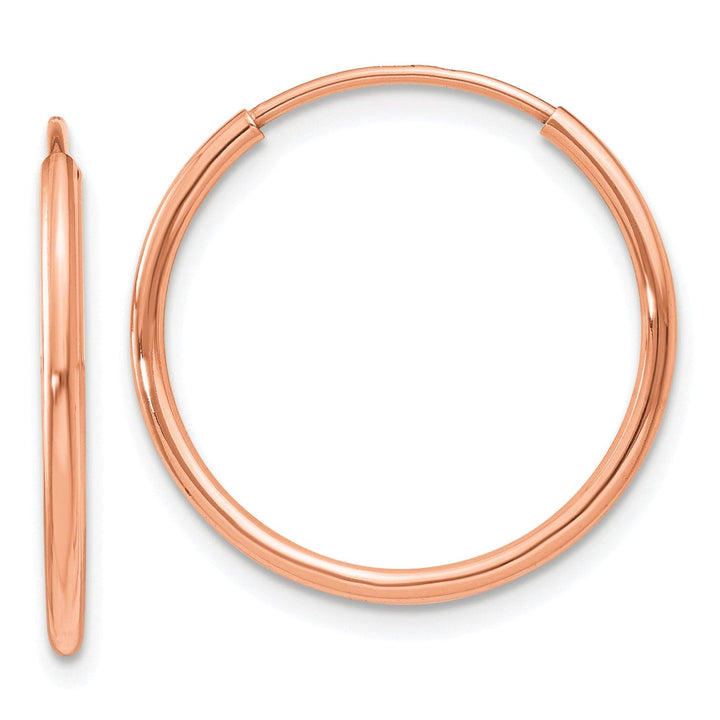 Lovely Rita's Earrings 14K Rose Gold Versatile Polished 1.2x20mm Endless Hoop Earrings