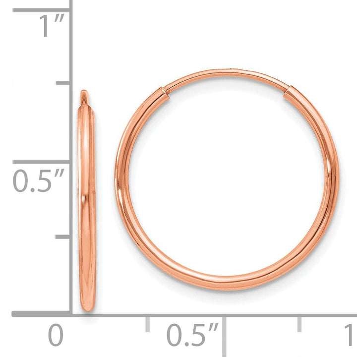 Lovely Rita's Earrings 14K Rose Gold Versatile Polished 1.2x20mm Endless Hoop Earrings