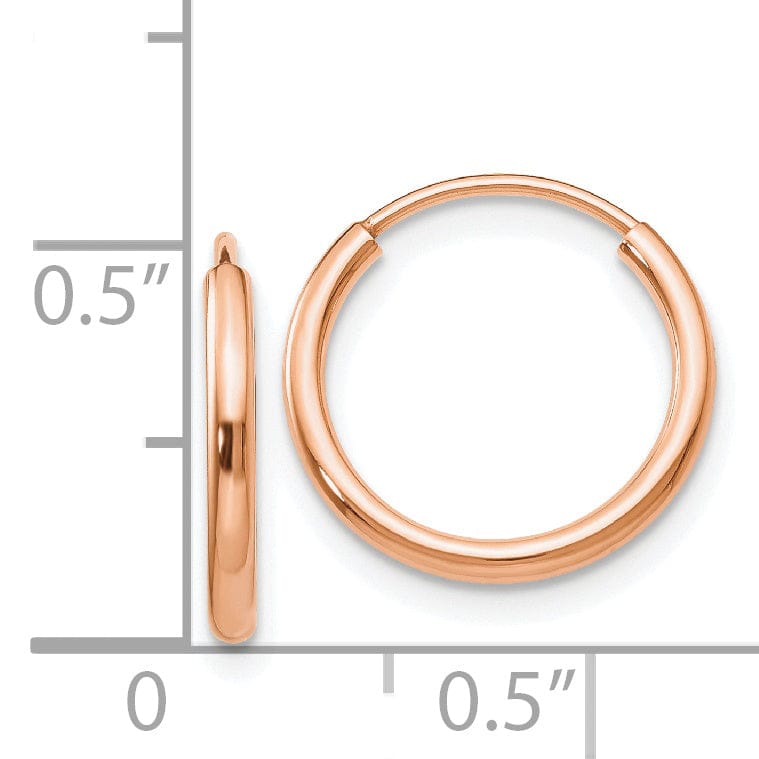Lovely Rita's Earrings 14K Rose Gold Versatile Polished 1.5x15mm Endless Hoop Earrings