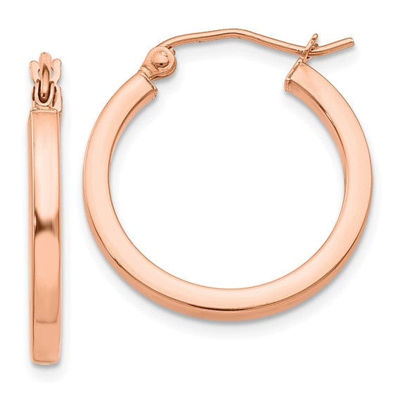 Lovely Rita's Earrings 14K Rose Gold Versatile Polished 20mm Lightweight Square Hoop Earrings