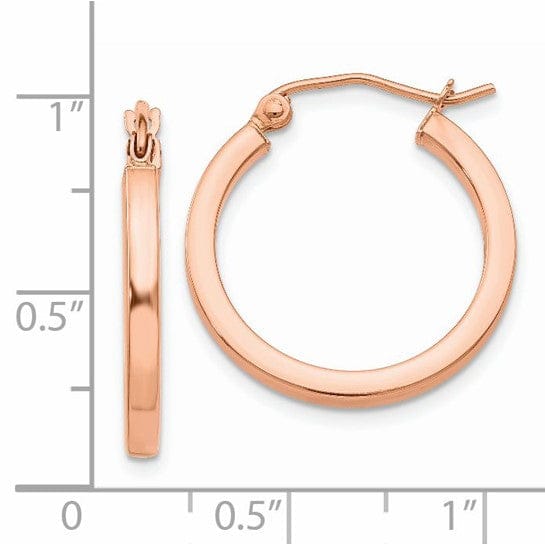 Lovely Rita's Earrings 14K Rose Gold Versatile Polished 20mm Lightweight Square Hoop Earrings