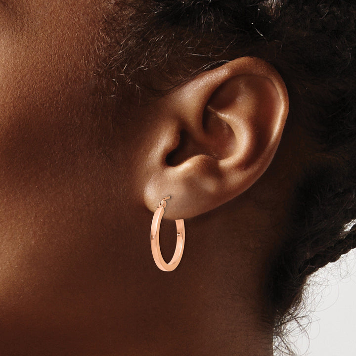 Lovely Rita's Earrings 14K Rose Gold Versatile Polished 20mm Lightweight Square Hoop Earrings