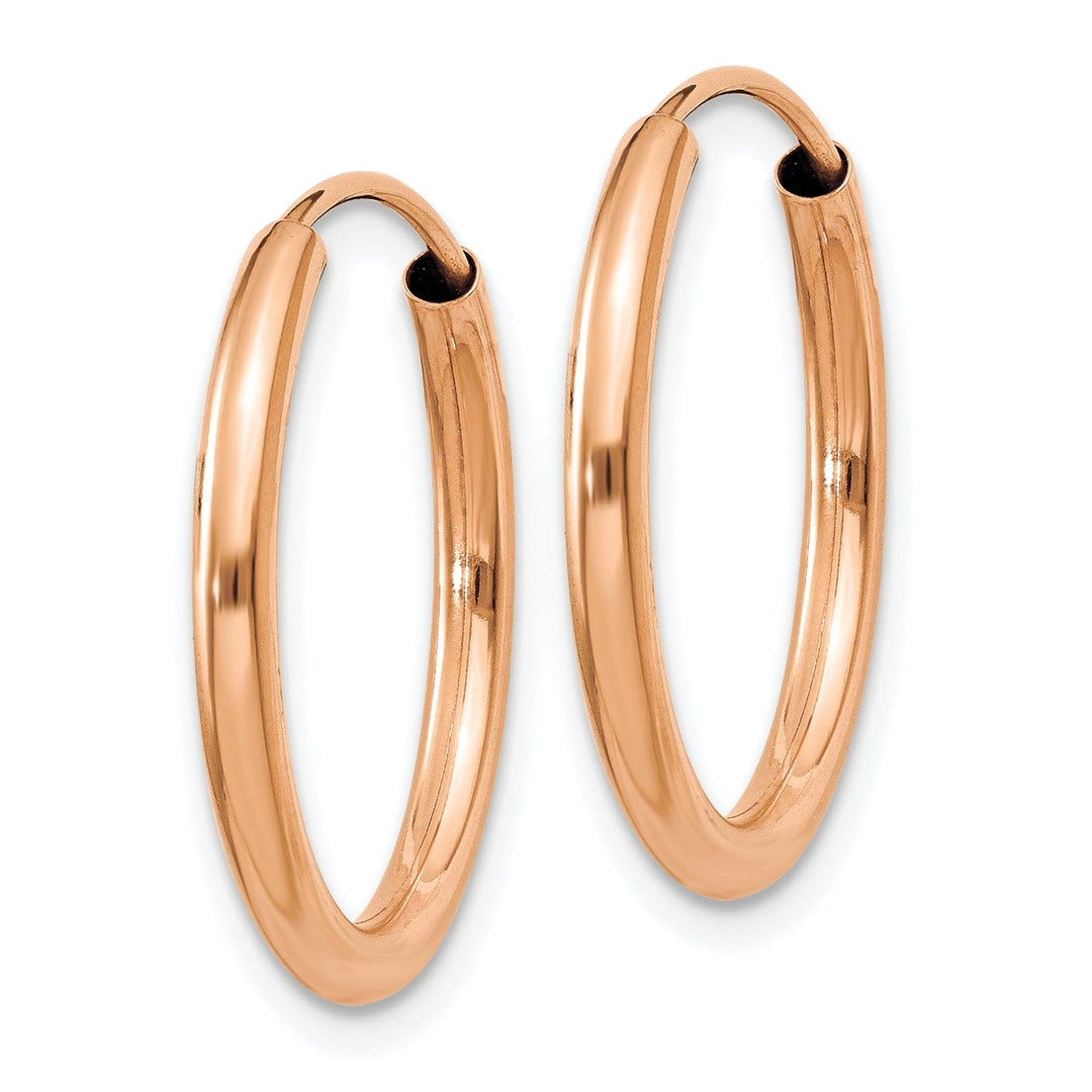 Lovely Rita's Earrings 14K Rose Gold Versatile Polished Round 2x20mm Endless Hoop Earrings