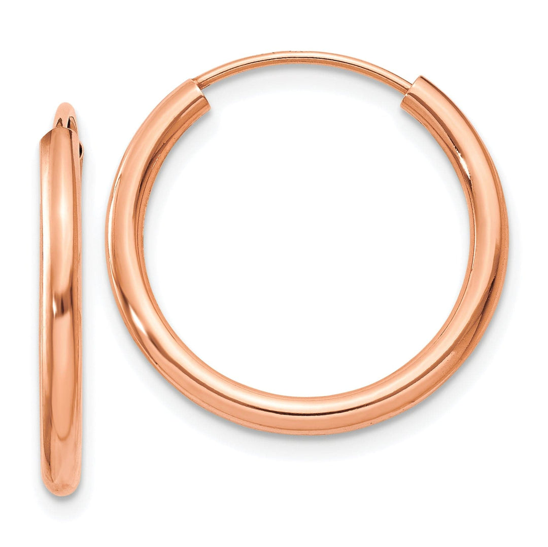 Lovely Rita's Earrings 14K Rose Gold Versatile Polished Round 2x20mm Endless Hoop Earrings