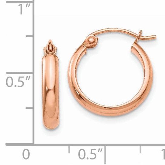 Lovely Rita's Earrings 14K Rose Gold Vintage Polished 2.75mm Tube Hoop Earrings