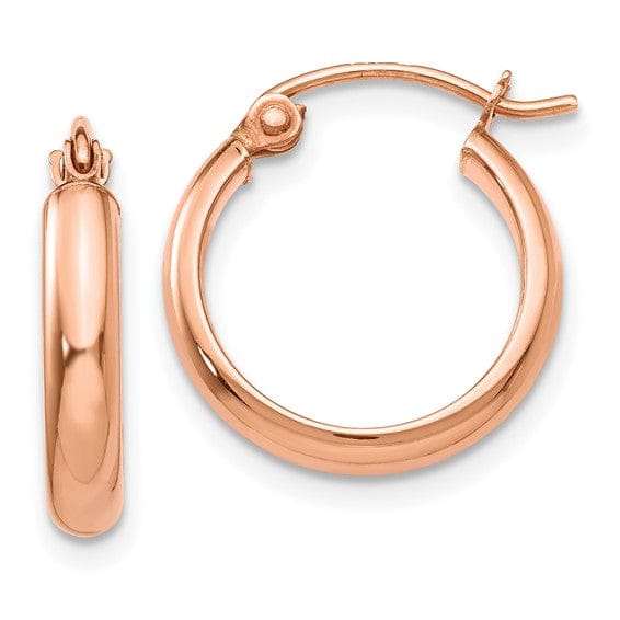 Lovely Rita's Earrings 14K Rose Gold Vintage Polished 2.75mm Tube Hoop Earrings