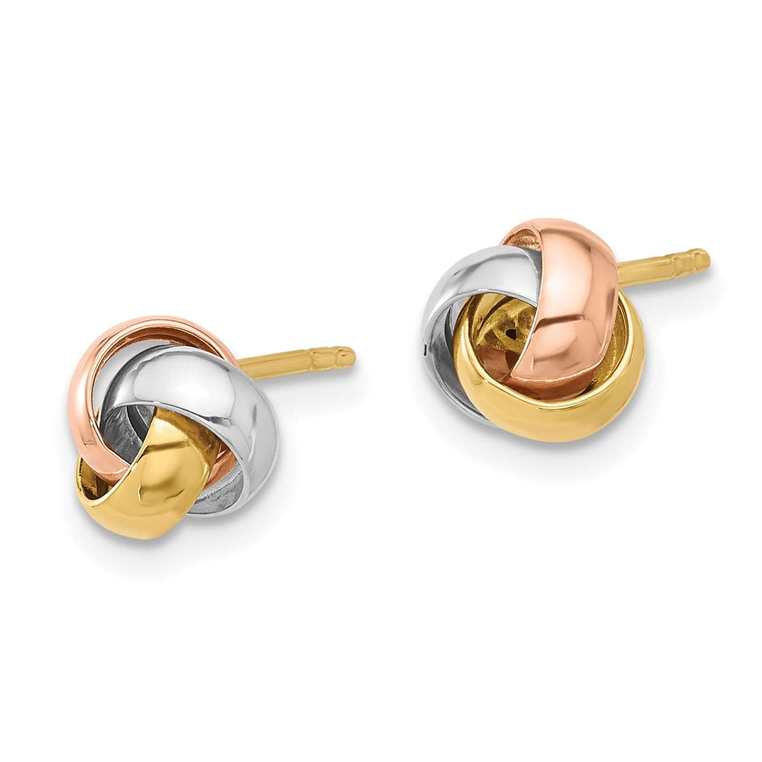 Lovely Rita's Earrings 14K Tri-Color Brilliant Polished 7.4mm Love Knot Post Earrings