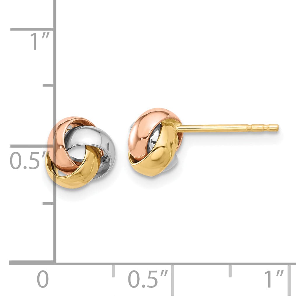 Lovely Rita's Earrings 14K Tri-Color Brilliant Polished 7.4mm Love Knot Post Earrings