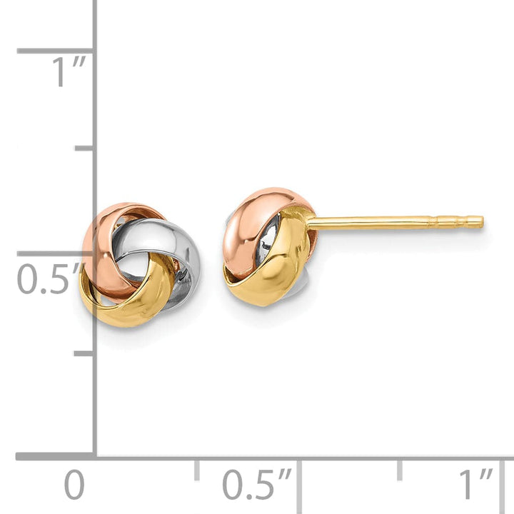 Lovely Rita's Earrings 14K Tri-Color Brilliant Polished 7.4mm Love Knot Post Earrings