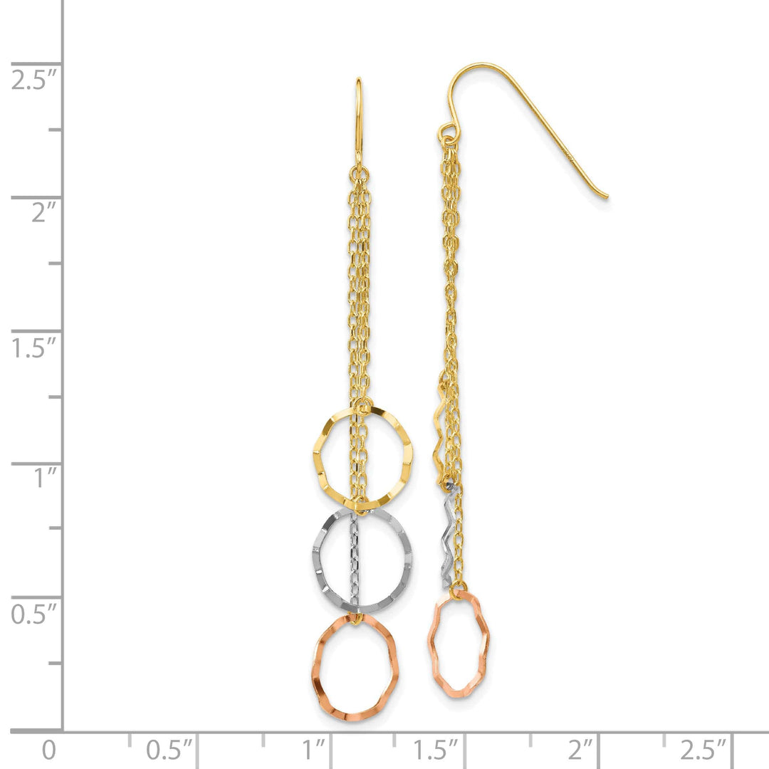 Lovely Rita's Earrings 14K Tri-Color Gold Bold Faceted 10mm Circle Earrings