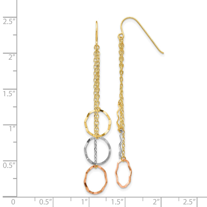 Lovely Rita's Earrings 14K Tri-Color Gold Bold Faceted 10mm Circle Earrings