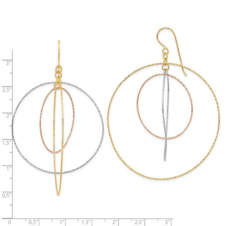 Lovely Rita's Earrings 14K Tri-Color Gold Elegant Diamond-Cut 55mm Shepherd Earrings