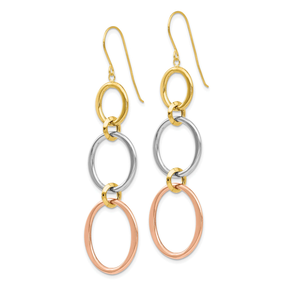 Lovely Rita's Earrings 14K Tri-Color Gold Luxe Polished 19mm Triple Circle Dangle Earrings