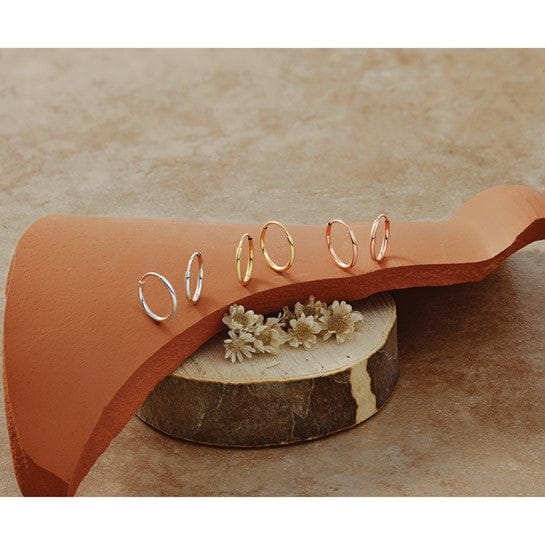 Lovely Rita's Earrings 14K Tri-Color Gold Refined Polished 14mm Endless Hoop 3-Pair Set