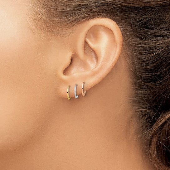Lovely Rita's Earrings 14K Tri-Color Gold Refined Polished 14mm Endless Hoop 3-Pair Set
