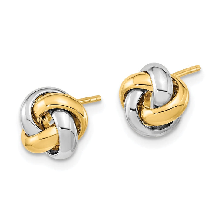 Lovely Rita's Earrings 14K Two-Tone Fine Polished 9mm Love Knot Post Earrings
