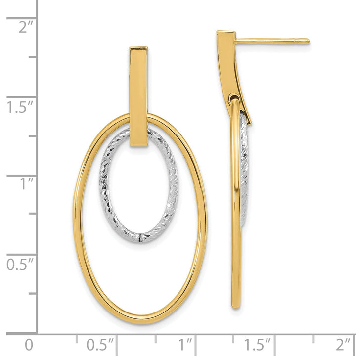 Lovely Rita's Earrings 14K Two-Tone Gold Bold Diamond-Cut 22mm Post Dangle Earrings