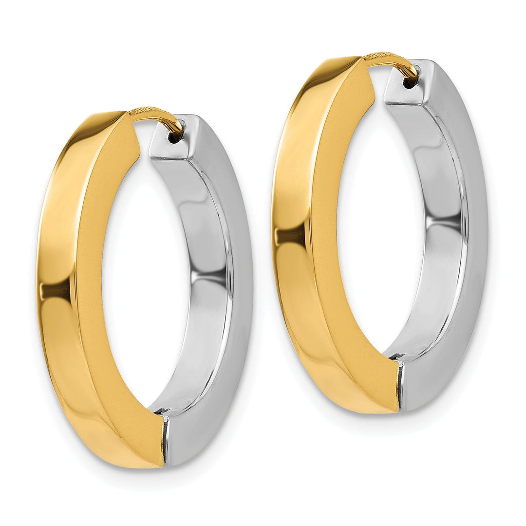 Lovely Rita's Earrings 14K Two-Tone Gold Charming Polished 21mm Hollow Hinged Hoop Earrings