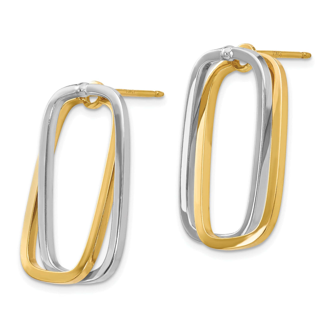 Lovely Rita's Earrings 14K Two-Tone Gold Chic Polished 1.4mm Rectangle Post Earrings