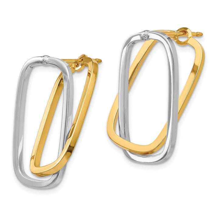 Lovely Rita's Earrings 14K Two-Tone Gold Chic Polished 1.4mm Rectangle Post Earrings