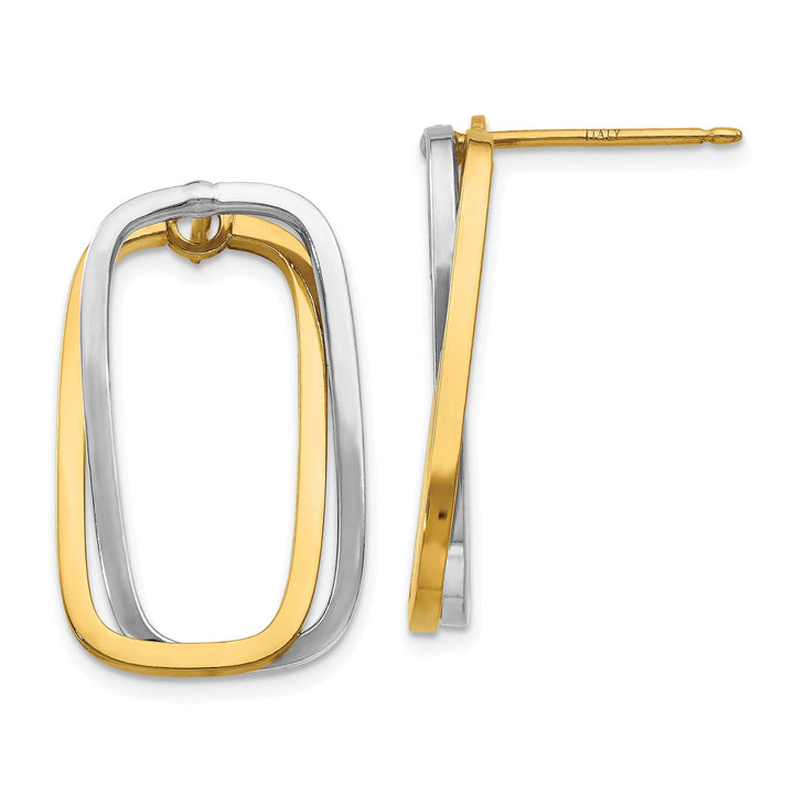Lovely Rita's Earrings 14K Two-Tone Gold Chic Polished 1.4mm Rectangle Post Earrings