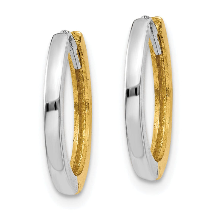 Lovely Rita's Earrings 14K Two-Tone Gold Designer Polished 1.5mm Round Hinged Hoop Earrings