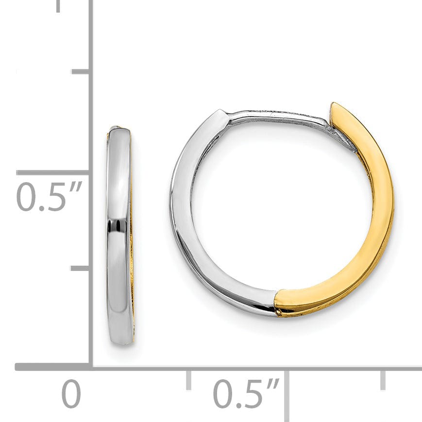 Lovely Rita's Earrings 14K Two-Tone Gold Designer Polished 1.5mm Round Hinged Hoop Earrings