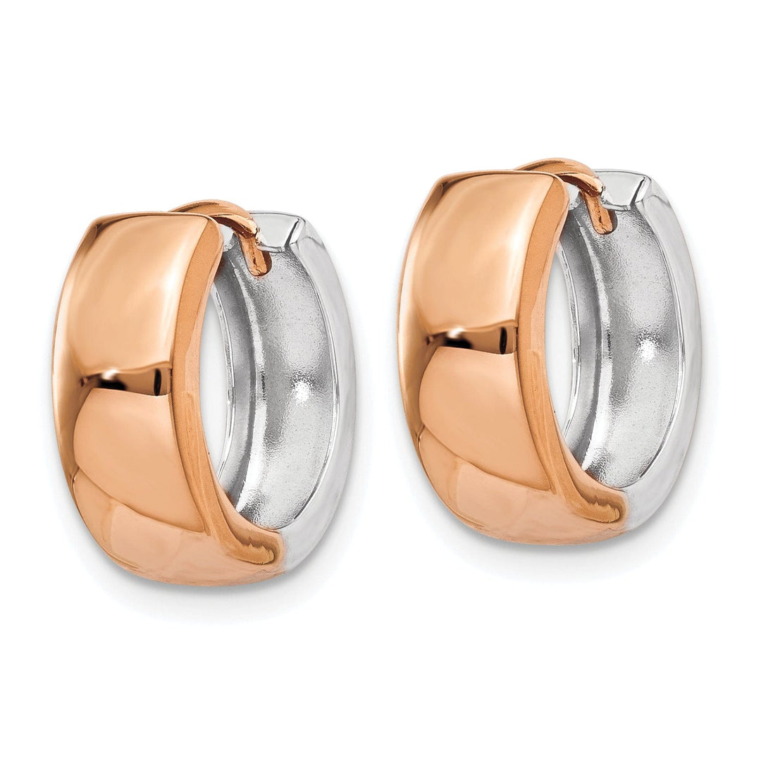 Lovely Rita's Earrings 14K Two-Tone Gold Exquisite Polished 5mm Hinged Hoop Earrings
