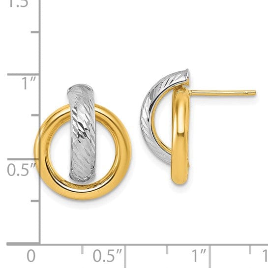 Lovely Rita's Earrings 14K Two-Tone Gold Fine Diamond-Cut 14.8mm Doorknocker Post Earrings