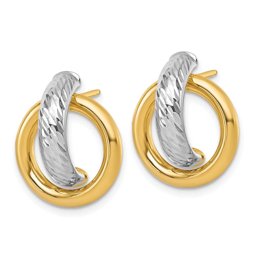 Lovely Rita's Earrings 14K Two-Tone Gold Fine Diamond-Cut 14.8mm Doorknocker Post Earrings
