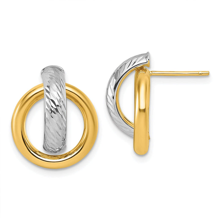 Lovely Rita's Earrings 14K Two-Tone Gold Fine Diamond-Cut 14.8mm Doorknocker Post Earrings