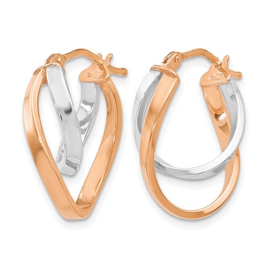 Lovely Rita's Earrings 14k Two tone Gold Hinged Hoop Earrings