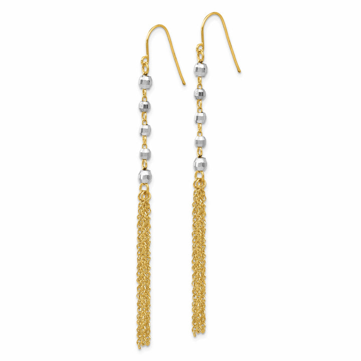 Lovely Rita's Earrings 14K Two-Tone Gold Lustrous Polished 5 mm Bead Tassel Dangle Earrings