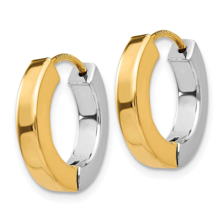 Lovely Rita's Earrings 14K Two-Tone Gold Premium Polished 16mm Hollow Hinged Hoop Earrings